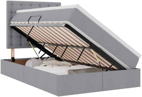 vidaXL Aufbewahrungsbett mit Matratze Hellgrau 120x200 cm Kunstleder 3371898