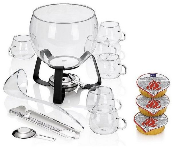 kela Bowle-Set Juntos, Feuerzangenbowle-Set 15-tlg inkl. Brenner & 3mal Sicherheitsbrennpaste