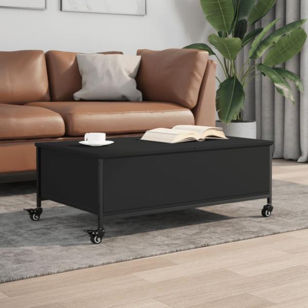 vidaXL Couchtisch mit Rollen Schwarz 91x55x34 cm Holzwerkstoff 842296