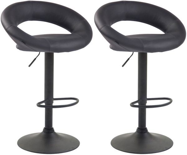 CLP 2er Set Barhocker Olinda Kunstleder höhenverstellbar und drehbar,grau schwarz
