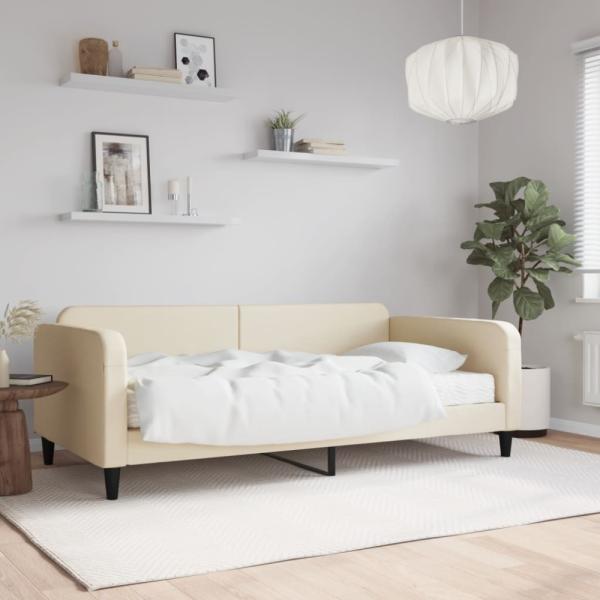 vidaXL Tagesbett mit Matratze Creme 80x200 cm Stoff 3196797