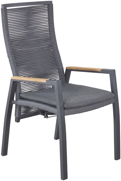 7011 Positionsstuhl verstellbar Teakarmlehne, inkl. Kissen in Sooty Gestell: Aluminium anthrazit