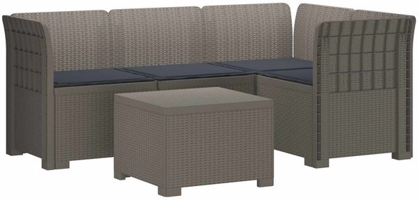 vidaXL 4-Sitzer Garten Sofa mit Kissen Rattan Look PP Hellgrau 3444013