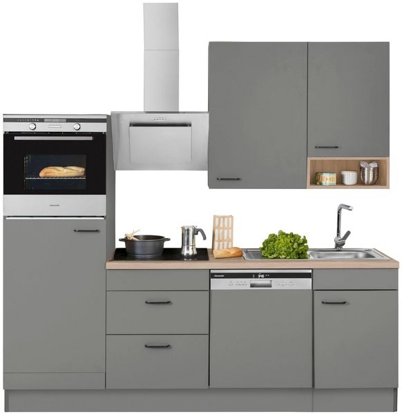OPTIFIT Küchenzeile Elga, Premium-Küche, Soft-Close-Funktion, großen Vollauszügen, Breite 230 cm