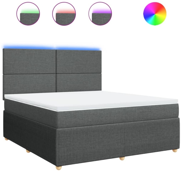 vidaXL Boxspringbett mit Matratze Dunkelgrau 180x200 cm Stoff 3294429