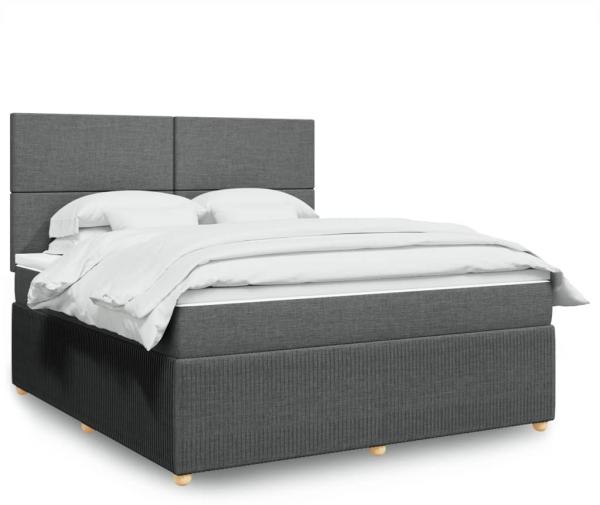 vidaXL Boxspringbett mit Matratze Dunkelgrau 180x200 cm Stoff 3294429