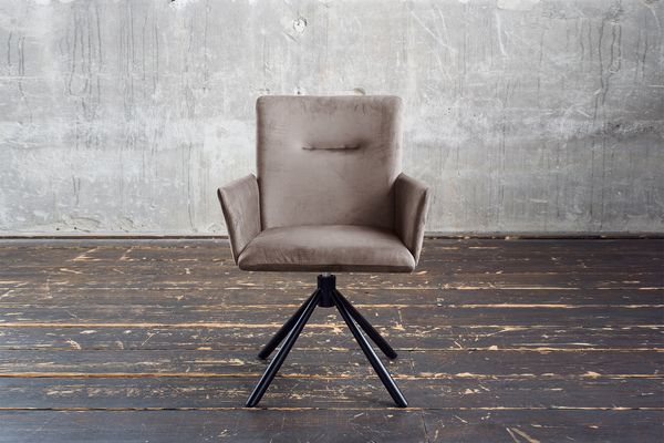 KAWOLA Esszimmerstuhl KYRA Drehstuhl Velvet taupe 88 x 61 x 64 cm