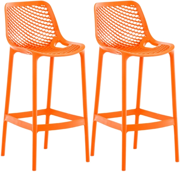 CLP 2er Set Barhocker Air Kunststoff mit Lehne wetterfest UV-beständig bis 160 kg,orange