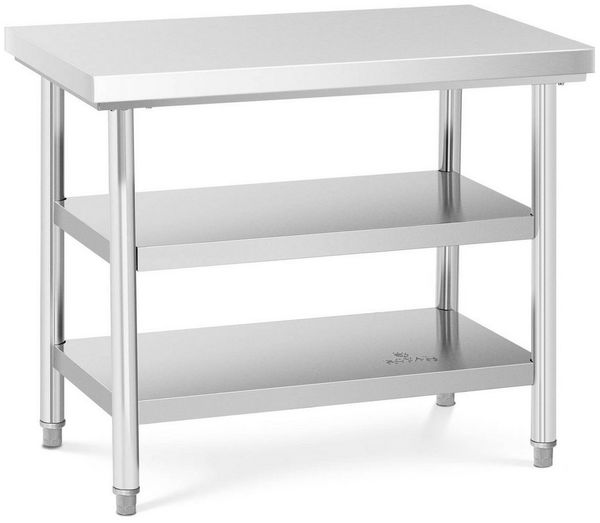 Royal Catering Arbeitstisch 100 x 60 cm Edelstahltisch 500 kg Edelstahl Zerlegetisch 3 Ebenen, verschiedene Größen