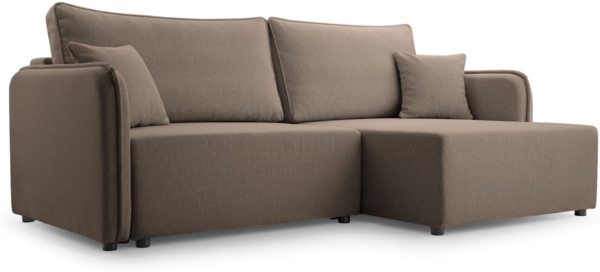 Selsey 'Kassian' Ecksofa mit Schlaffunktion und Bettkasten, hellbraun, rechts