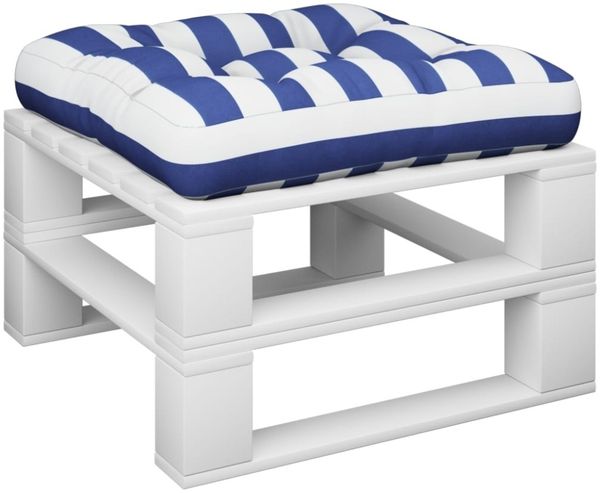 vidaXL Palettenkissen Blau Weiß Gestreift 60x60x12 cm Stoff 360462 Bild 9