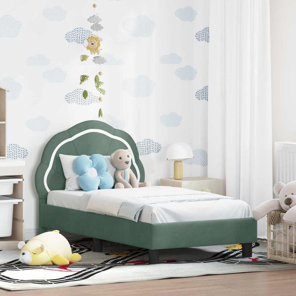 vidaXL Kinderbettgestell mit Kopfteil Meergrün 70 x 140 cm Samt 42010899