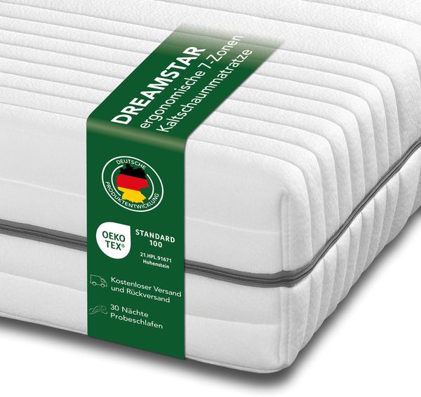 DREAMSTAR Kaltschaummatratze Vital Silber XXL 24 cm hoch | Ergonomische 7-Zonen Matratze 100x200 cm H4 | Hypoallergen & Antibakteriell | Bezug abnehmbar & waschbar | Öko-TEX® | (24cm, 100x200 cm)