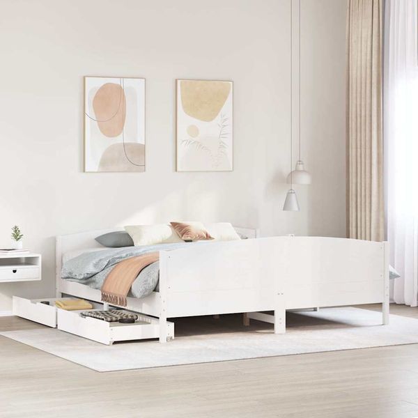 vidaXL Massivholzbett ohne Matratze Weiß 200x200 cm Kiefernholz 3301777