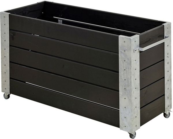 Plus Blumenkasten Cubic mit Räder Druckimprägniert RAL 9005 Schwarz