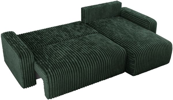 Ecksofa L-form, mit Schlaffunktion und Bettkasten - ARGOS, Grün, Cord Bild 4