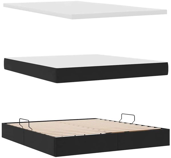 vidaXL Aufbewahrungsbett mit Matratze Schwarz 180 x 200 cm Samt 3372167 Bild 8