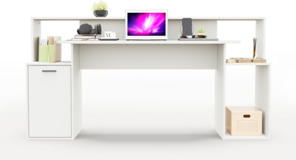 FMD Möbel - ZOCKER 3 - Schreibtisch - melaminharzbeschichtete Spanplatte - weiß - 180,4 x 92,5 x 59,8cm Bild 2