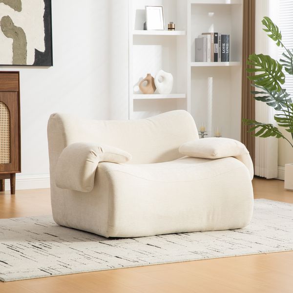 YakoHome Modulsofa Beige 120 x 92,5 x 73,5 cm – Keine Montage nötig, ausrollen und genießen, weicher Chenille-Stoff, ideal für Haustiere