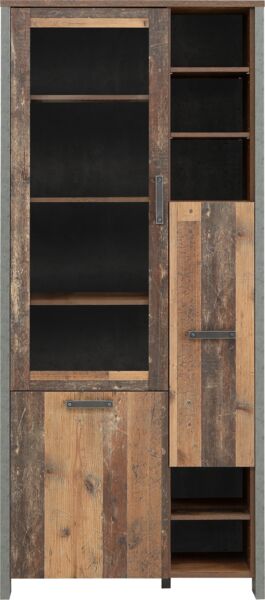 Vitrinenschrank CLIF 3-trg. Optik: Old Wood Vintage von Forte