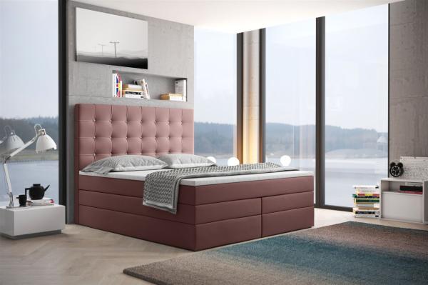 Boxspringbett Schlafzimmerbett TRIANA DELUX 180x200cm in Stoff Altrosa