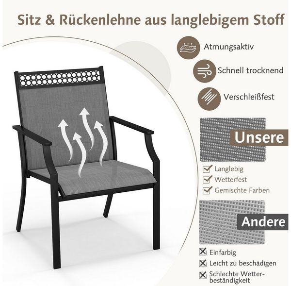 COSTWAY Gartenstuhl (2 St), 2er Set aus Metall