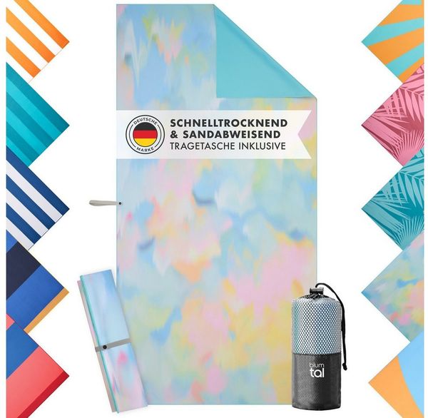 Blumtal Reisehandtuch Strandhandtuch 90x180 cm aus Mikrofaser - kompakt & schnelltrocknend, sandfrei mit Band - Mikrofaser Handtuch groß mit Wellen-Muster