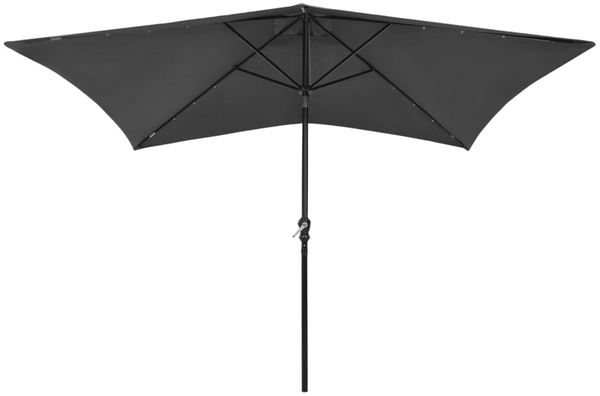 Sonnenschirm, Terrassenschirm mit LEDs und Stahl-Mast Anthrazit 2x3 m