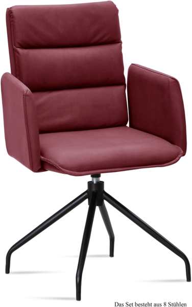 Armlehnstuhl drehbar (8er-Set) Donica 52x92x60 Schwarz/Marsala