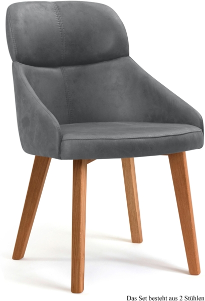 Esszimmerstuhl (2er-Set) Dasya 52x82x63 Eiche geölt/Grau