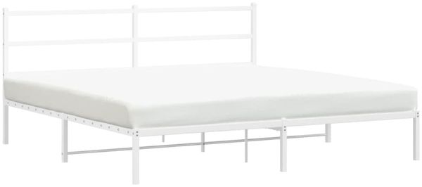 Doppelbett, Bettgestell Modernen mit Kopfteil Metall Weiß 180x200 cm d777e