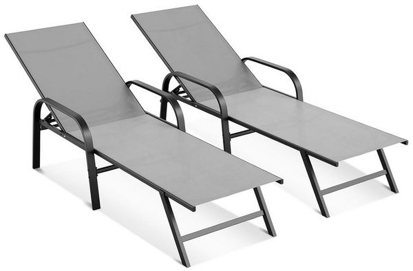 GarveeMore Gartenliege 2/4er-Setaus Aluminium mit 5 verstellbaren Positionen für Outdoor,Pool, 2 St, Aluminium,5-fach verstellbar,atmungsaktiv,schnell montiert,vielseitig