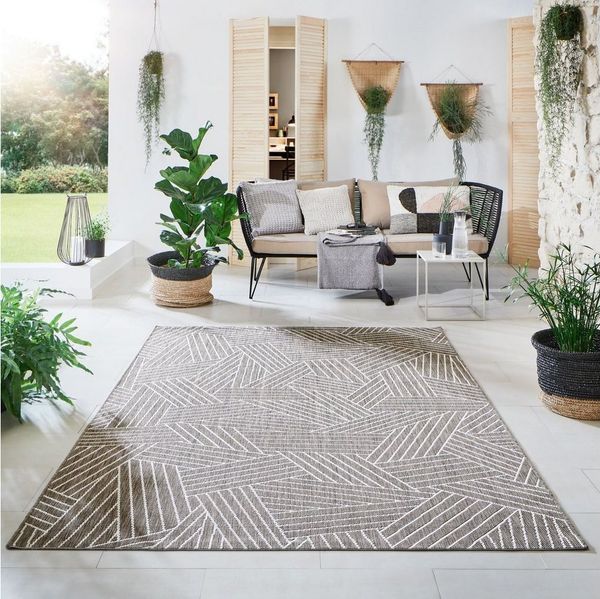 In- und Outdoorteppich Öland - Kristall, Farbe: Braun Beige, Größe: 200x290 cm