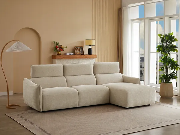 Vente-unique - TAZIZA Sofa Stoff Beige - B 166 cm x H 78 cm x L 286 cm