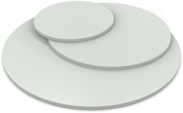 Dekor Spanplatte 19mm Tischplatte rund melaminharzbeschichtet grau mit ABS Kante Umleimer - Größe 110 x 110 cm - Höhe 1,9 cm - Farbe Lichtgrau Bild 2