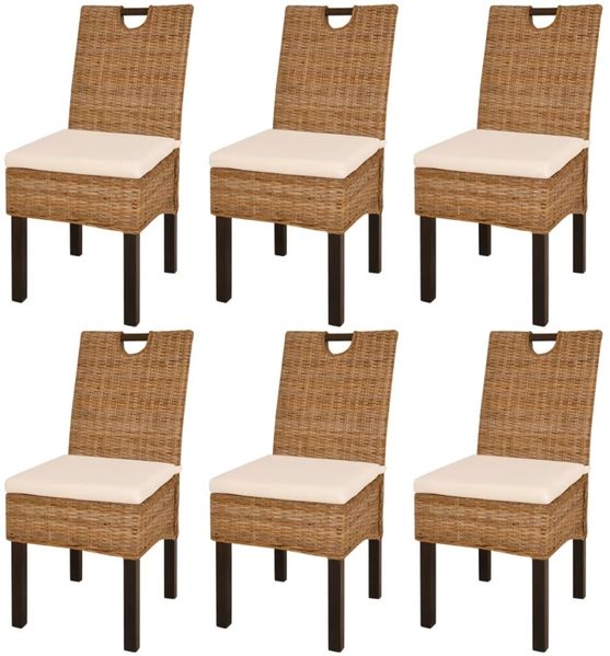 vidaXL Esszimmerstühle 6 Stk. Kubu-Rattan Mangoholz [274363]