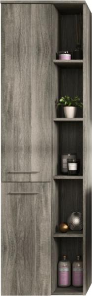 Badezimmer Hochschrank Jacky in grau Rauchsilber 50 x 174 cm