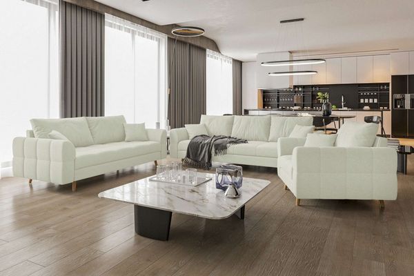 99rooms Polstergarnitur Bello, (Couchgarnitur, Set (3-tlg), bestehend aus 3-Sitzer Sofa, 2-Sitzer Sofa, Sessel, mit Rundumbezug