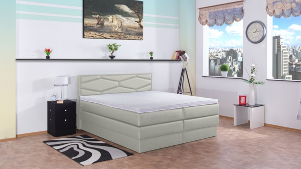 Meisterbetten Boxspringbett Fabi 140x220 in KL-Light Beige, Matratzenbezug Nano, Ergoflex-Topper Bild 3