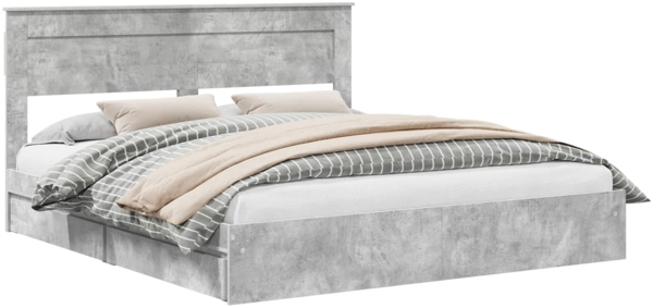 vidaXL Aufbewahrungsbett Beton Grau 200 x 200 cm Holzwerkstoff 3409890