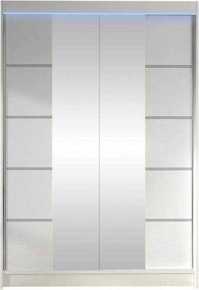 Kleiderschrank Lino V, mit RGB LED Beleuchtung, Farbe: Weiß