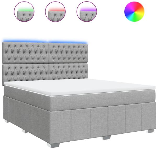 vidaXL Boxspringbett mit Matratze Hellgrau 180x200 cm Stoff 3294054
