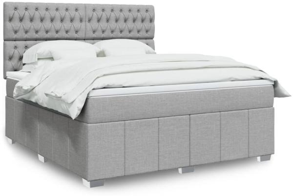 vidaXL Boxspringbett mit Matratze Hellgrau 180x200 cm Stoff 3294054