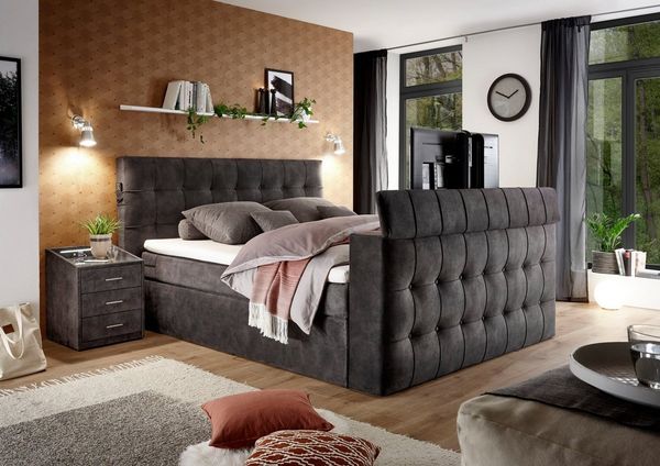 set one by Musterring Boxspringbett Richmond, versenkbarer TV- Halterung mit Fernbedienung