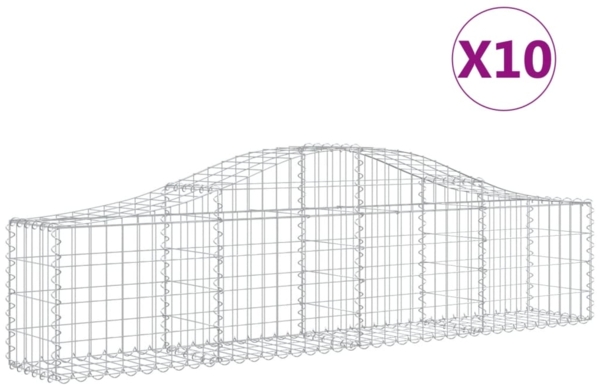 vidaXL Gabionen mit Hochbogen 10 Stk. 200x30x40/60 cm Verzinktes Eisen 3145375