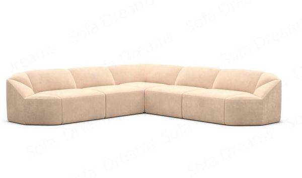 Samtstoff Ecksofa Cabrera L Form - Samtstoff - beige