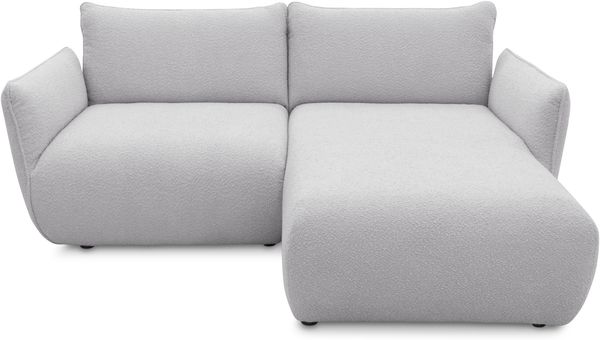 DOMO. collection Ecksofa 800 022, kleines Modulsofa in L-Form mit Taschenfederkern und attraktiver Biese-Naht, Sofa, Polsterecke, Eckcouch 194 x 168 x 79 cm (BxTxH), hellgrau