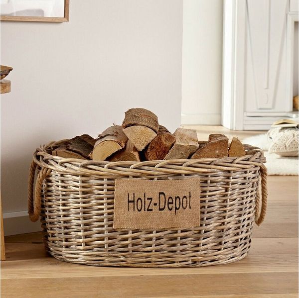 Home-trends24. de Kaminholzkorb Kaminholzkorb Brennholzkorb Korb Holz Groß Weide