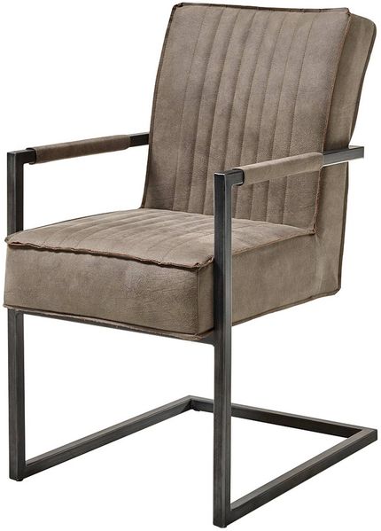 Lomadox Freischwinger AMSTERDAM-119, Esszimmerstuhl Esszimmer Stuhl taupe Gestell schwarz matt 51,5x92x70cm