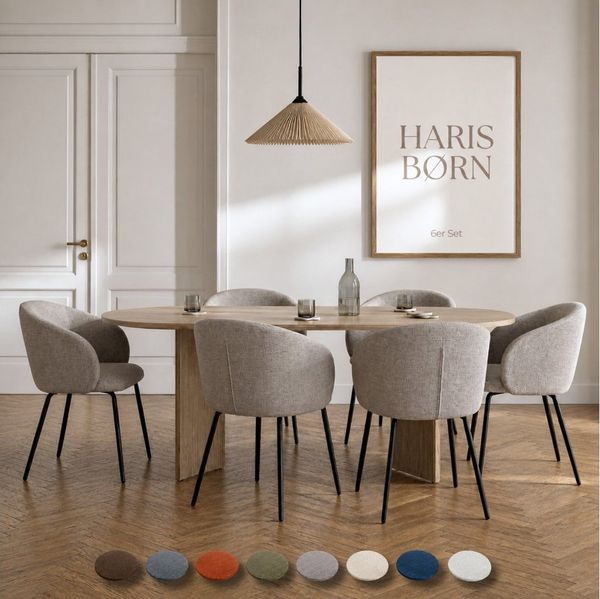 Haris Børn Esszimmerstuhl mit Armlehnen - Hochwertige Polsterstühle für Esszimmer (Set, 6 St), Premium Esszimmer Stühle & Wohnzimmer Stühle